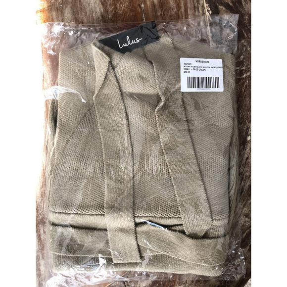 Lulu's Modena Sweater Dress Sage Green Dolman Sleeve Bodycon NWT S - Picture 6 of 7